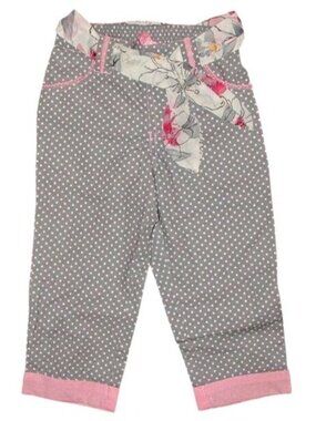 NWT Beetlejuice SUMMER TEA PARTY 4 4T Capris Pants Gray Pink Polka Dot Easter